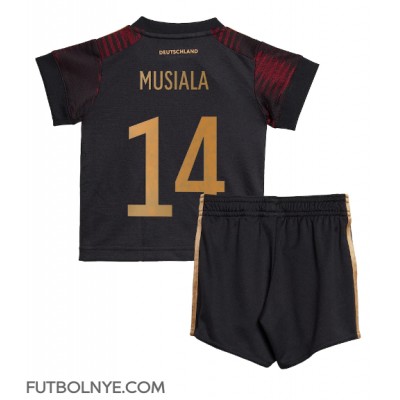 Camiseta Alemania Jamal Musiala #14 Visitante Equipación para niños Mundial 2022 manga corta (+ pantalones cortos)